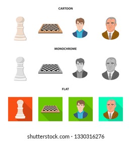 Isolated object of checkmate and thin sign. Set of checkmate and target vector icon for stock.