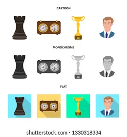 Isolated object of checkmate and thin sign. Set of checkmate and target vector icon for stock.