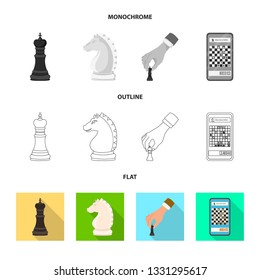 Isolated object of checkmate and thin sign. Set of checkmate and target vector icon for stock.