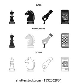 Isolated object of checkmate and thin sign. Collection of checkmate and target stock vector illustration.