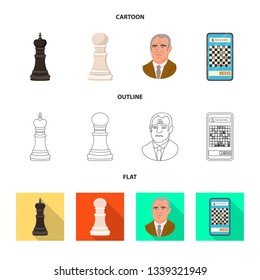 Isolated object of checkmate and thin sign. Set of checkmate and target vector icon for stock.