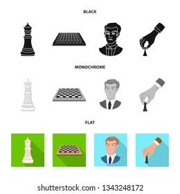 Isolated object of checkmate and thin sign. Set of checkmate and target stock symbol for web.