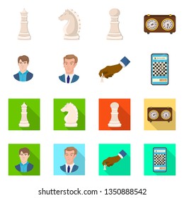 Isolated object of checkmate and thin sign. Set of checkmate and target vector icon for stock.