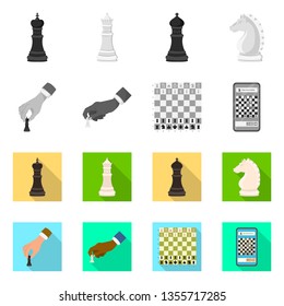 Isolated object of checkmate and thin sign. Set of checkmate and target stock vector illustration.