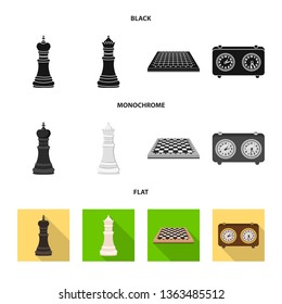 Isolated object of checkmate and thin sign. Set of checkmate and target stock symbol for web.