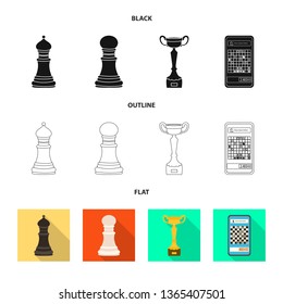 Isolated object of checkmate and thin sign. Set of checkmate and target vector icon for stock.