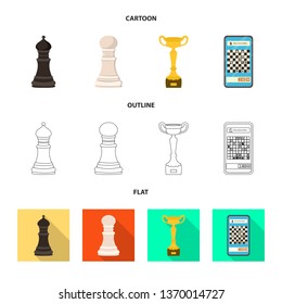 Isolated object of checkmate and thin sign. Set of checkmate and target stock vector illustration.
