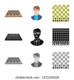Isolated object of checkmate and thin sign. Set of checkmate and target vector icon for stock.