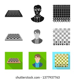 Isolated object of checkmate and thin sign. Set of checkmate and target vector icon for stock.