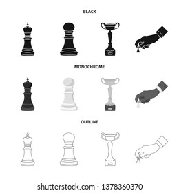 Isolated object of checkmate and thin sign. Set of checkmate and target stock vector illustration.