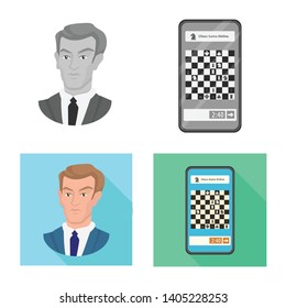 Isolated object of checkmate and thin sign. Collection of checkmate and target vector icon for stock.