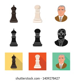 Isolated object of checkmate and thin sign. Set of checkmate and target vector icon for stock.