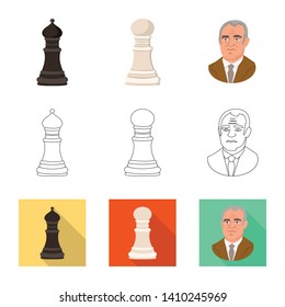 Isolated object of checkmate and thin sign. Collection of checkmate and target vector icon for stock.