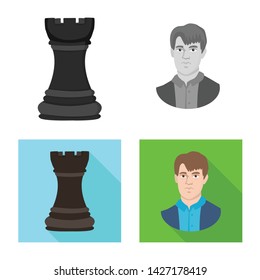 Isolated object of checkmate and thin sign. Set of checkmate and target stock symbol for web.