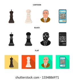 Isolated object of checkmate and thin symbol. Set of checkmate and target stock vector illustration.