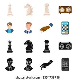Isolated object of checkmate and thin symbol. Set of checkmate and target stock symbol for web.