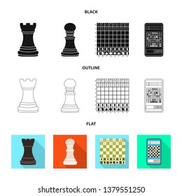 Isolated object of checkmate and thin symbol. Collection of checkmate and target vector icon for stock.