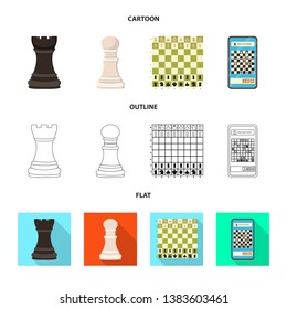 Isolated object of checkmate and thin symbol. Set of checkmate and target stock symbol for web.
