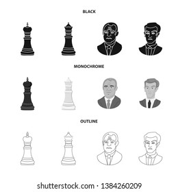 Isolated object of checkmate and thin symbol. Collection of checkmate and target stock vector illustration.