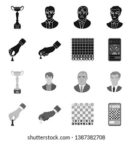 Isolated object of checkmate and thin symbol. Set of checkmate and target stock vector illustration.