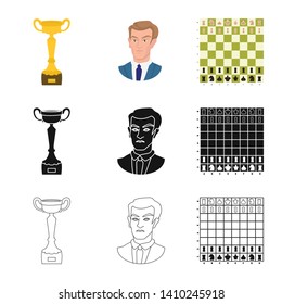 Isolated object of checkmate and thin symbol. Collection of checkmate and target stock symbol for web.