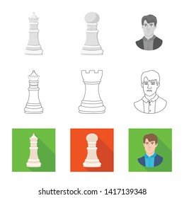 Isolated object of checkmate and thin symbol. Collection of checkmate and target vector icon for stock.