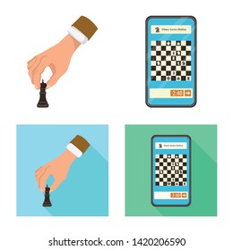 Isolated object of checkmate and thin symbol. Set of checkmate and target stock symbol for web.