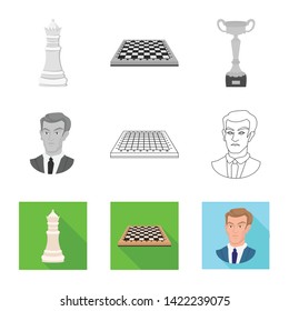 Isolated object of checkmate and thin symbol. Set of checkmate and target stock symbol for web.