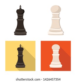 Isolated object of checkmate and thin symbol. Set of checkmate and target stock symbol for web.