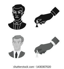 Isolated object of checkmate and thin symbol. Set of checkmate and target stock vector illustration.