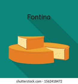 Isolated object of cheese and fontina symbol. Graphic of cheese and slice vector icon for stock.