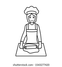 Isolated object of chef and dough sign. Graphic of chef and woman stock symbol for web.