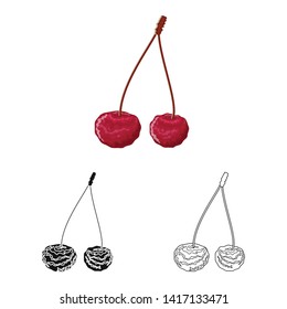 Isolated object of cherry and dry symbol. Collection of cherry and juicy  stock vector illustration.