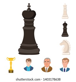 Isolated object of chess and game icon. Collection of chess and strategy stock symbol for web.