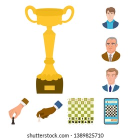 Isolated object of chess and game logo. Collection of chess and strategy stock vector illustration.