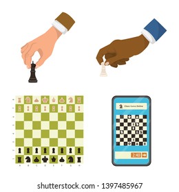 Isolated object  chess and game symbol. Set  chess and strategy stock vector illustration.