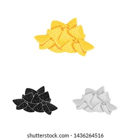 Isolated object of chip and potato symbol. Collection of chip and yellow stock vector illustration.