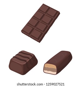 Isolated object of chocolate and flavor logo. Set of chocolate and chunk stock vector illustration.