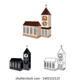 Isolated object of church and catholic icon. Collection of church and religion vector icon for stock.