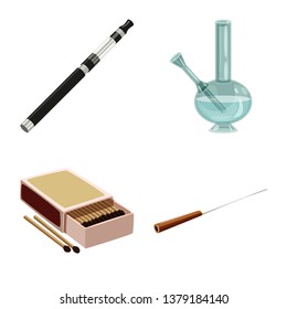 Isolated object of cigarette and tobacco icon. Collection of cigarette and nicotine vector icon for stock.