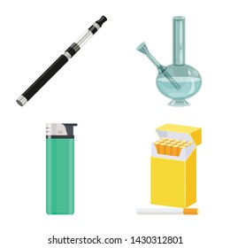 Isolated object of cigarette and tobacco icon. Collection of cigarette and nicotine vector icon for stock.