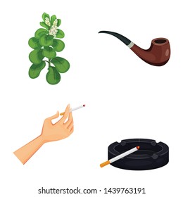 Isolated object of cigarette and tobacco icon. Collection of cigarette and nicotine vector icon for stock.
