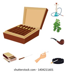 Isolated object of cigarette and tobacco logo. Collection of cigarette and nicotine vector icon for stock.