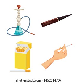 Isolated object of cigarette and tobacco sign. Collection of cigarette and nicotine vector icon for stock.