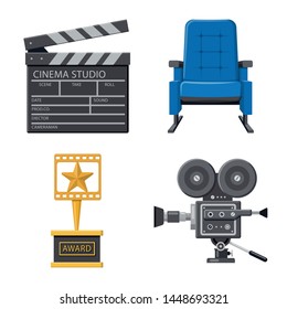 Isolated object of cinema and theater logo. Set of cinema and entertainment stock vector illustration.