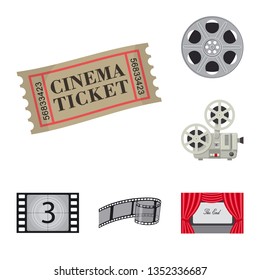 Isolated object of cinema  and theater sign. Collection of cinema  and entertainment vector icon for stock.