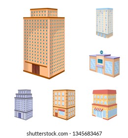 Isolated object of city and build icon. Set of city and apartment stock vector illustration.