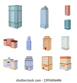Isolated object of city and build icon. Collection of city and apartment vector icon for stock.