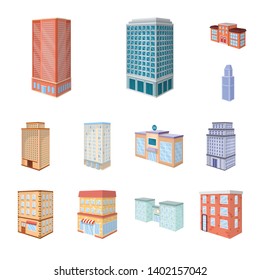 Isolated object of city and build icon. Collection of city and apartment stock symbol for web.
