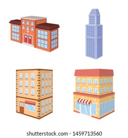 Isolated object of city and build icon. Set of city and apartment stock vector illustration.